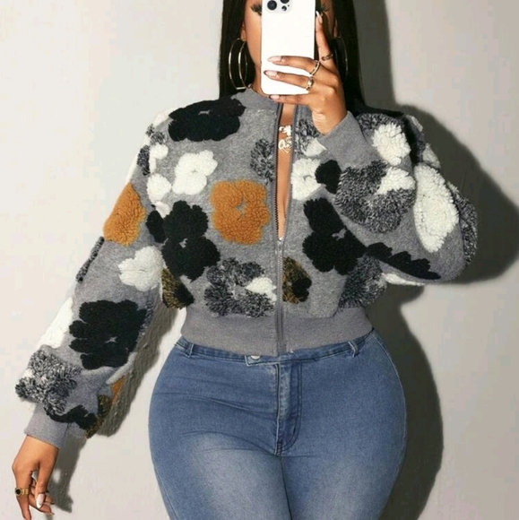 Colorful Flower Fabric For Jacket Design With Front Center Zipper Decoration - Picture 1 of 7